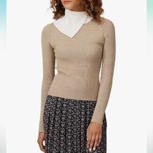 SEE BY Chloé Women's High Neck Asymmetrical Color Block Wool Sweater Size XS
